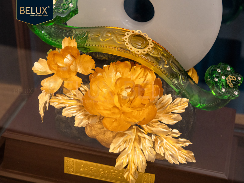 Vương Trượng Như Ý Ngọc Bích dát vàng 24k&nbsp;28x17x36 cm